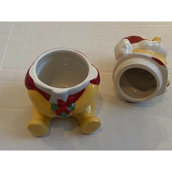 Disney's Winnie The Pooh 10” Ceramic Cookie Jar Santa Present Christmas Holiday - Picture 9 of 11